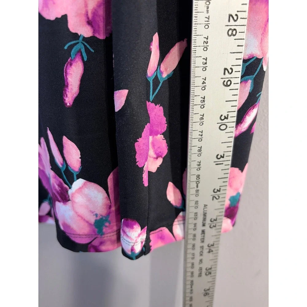 Lands End Womens Black Pink Floral‎ Athleisure Tank Dress Medium 10-12